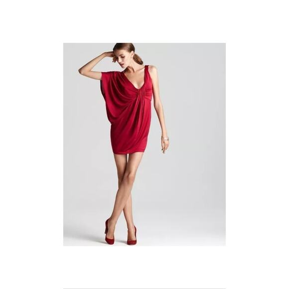 FRENCH CONNECTION Raspberry Pink Red Drape Mini Cocktail Dress 6 S M $198 RARE - Picture 10 of 10